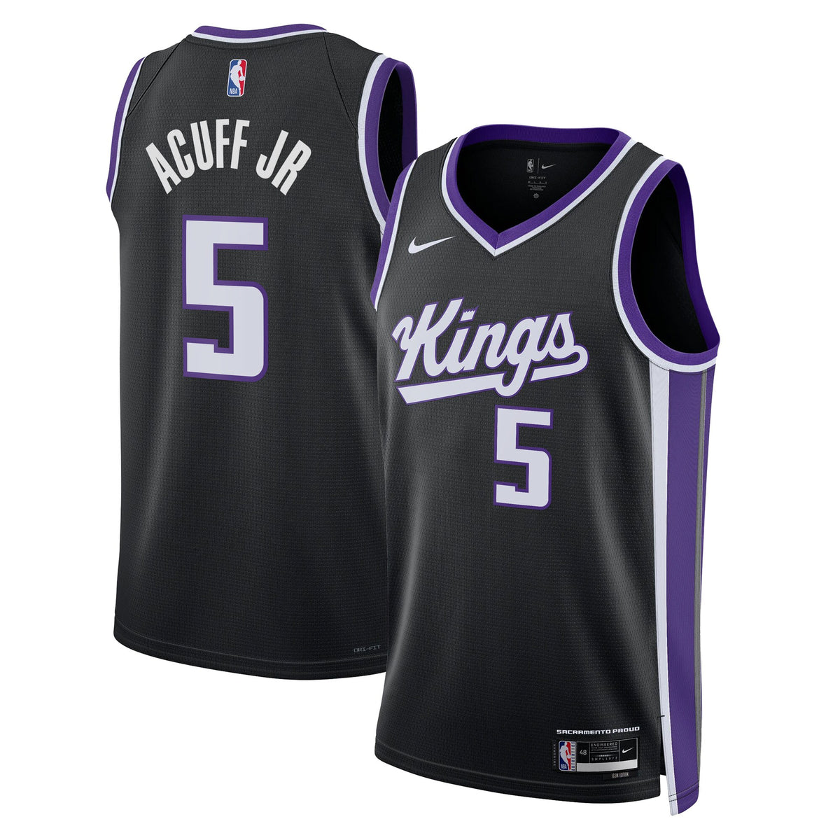 Unisex Darius Acuff Jr. Sacramento Kings Icon Swingman NBA Basketball Jersey - Black - view 2