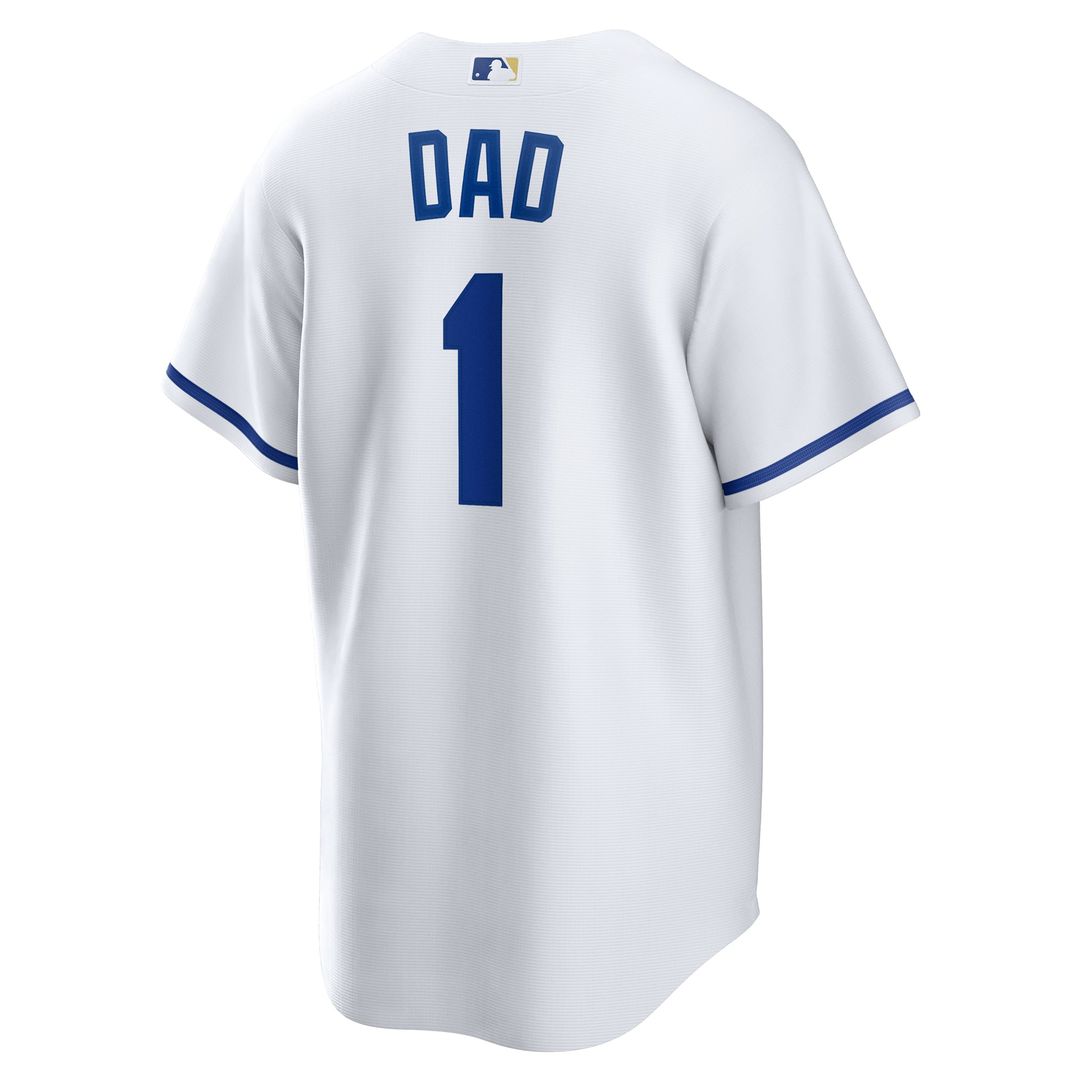 Men's Kansas City Royals White #1 Dad Home Replica MLB Baseball Jersey - view 3