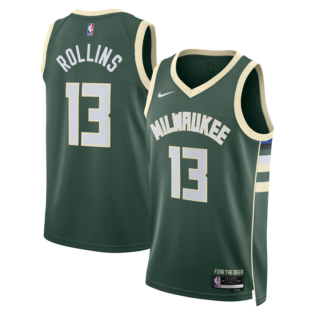 Unisex Ryan Rollins Milwaukee Bucks Icon Edition Swingman NBA Basketball Jersey - Hunter Green - view 1