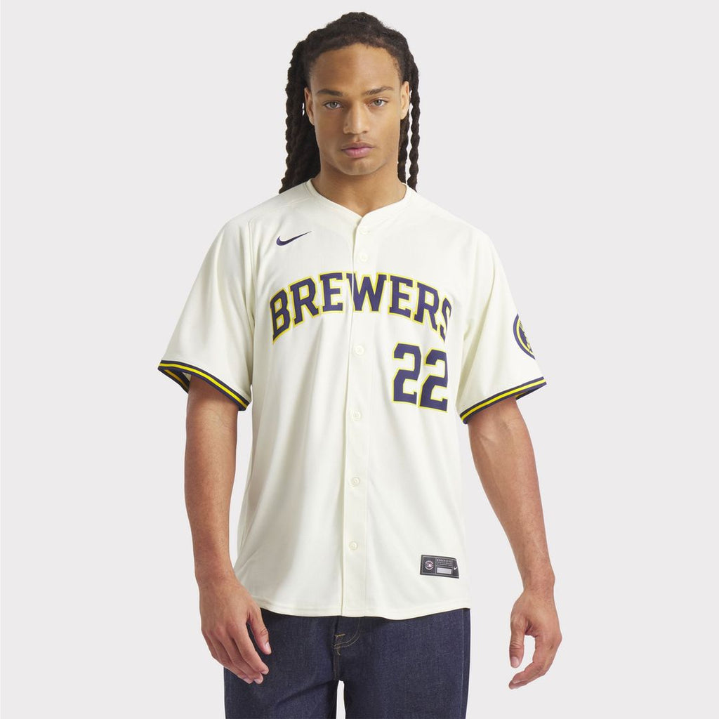Men's Milwaukee Brewers Christian Yelich Cream Home Limited MLB Baseball Jersey - view 5