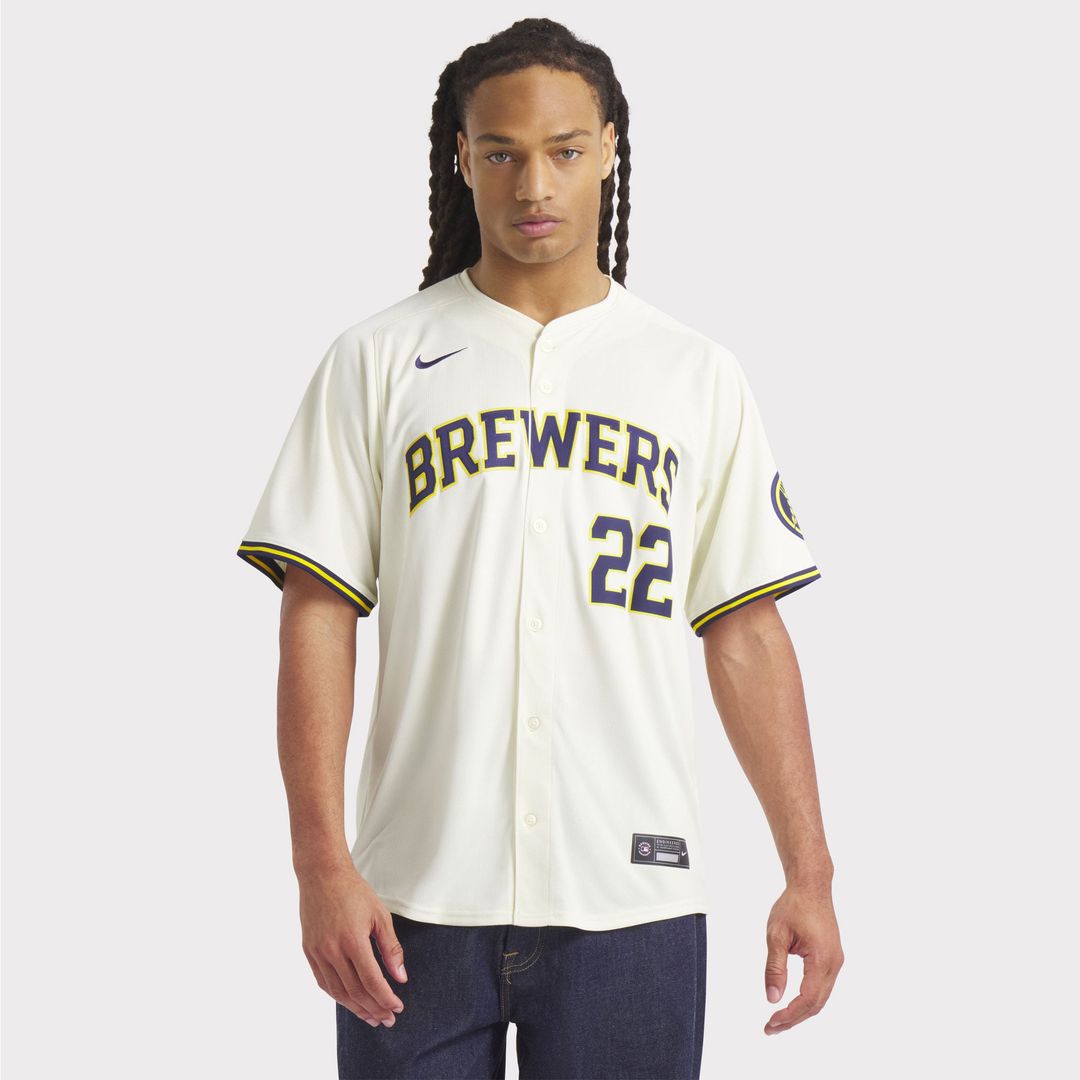 Men's Milwaukee Brewers Christian Yelich Cream Home Limited MLB Baseball Jersey - view 5