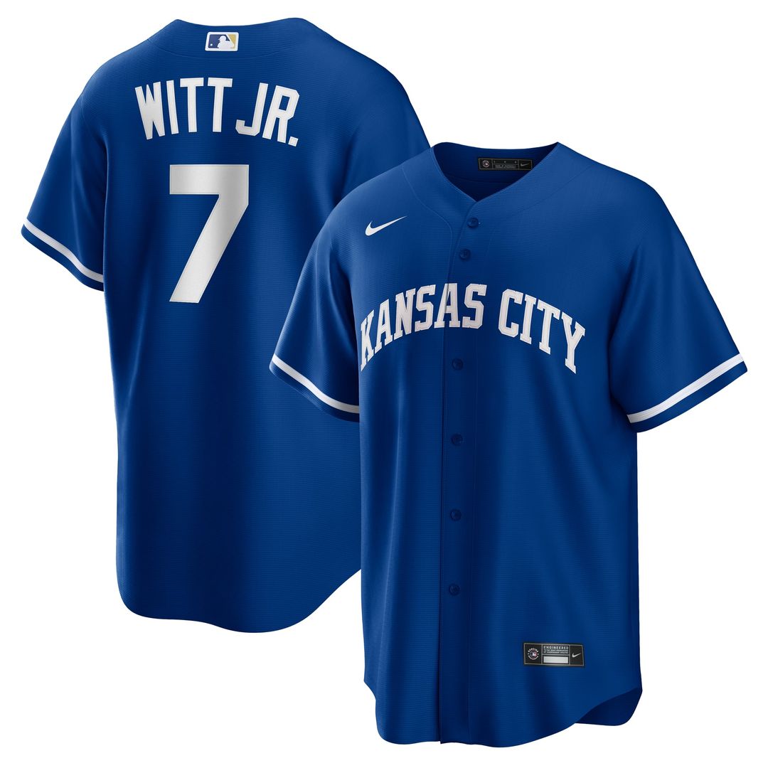 Men's Kansas City Royals Bobby Witt Jr. Gray Road Replica MLB Baseball Jersey - view 29