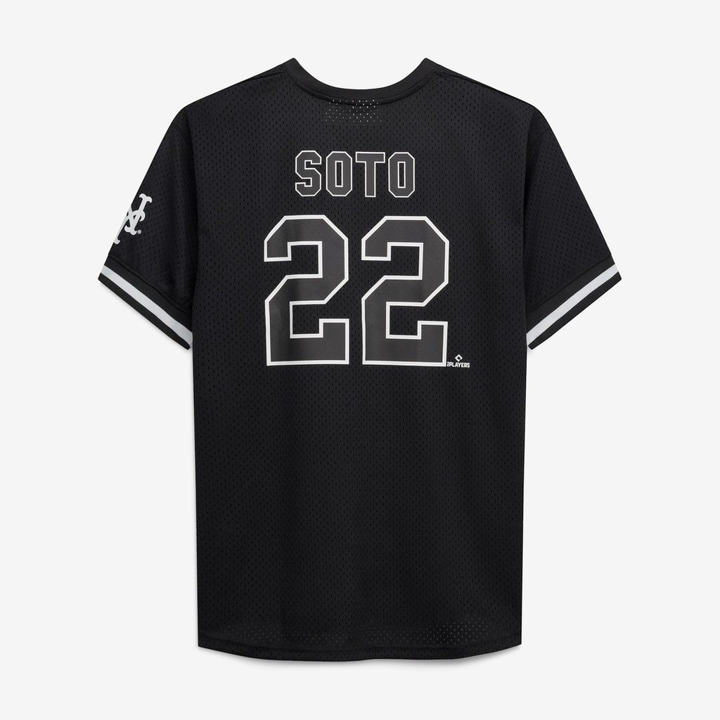 Men's New York Mets Juan Soto Black/White Big & Tall Heavyweight Mesh MLB Baseball Jersey - view 3