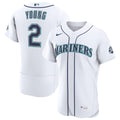 Men's Seattle Mariners Cole Young White Home 50th Season MLB Baseball Jersey - view 1