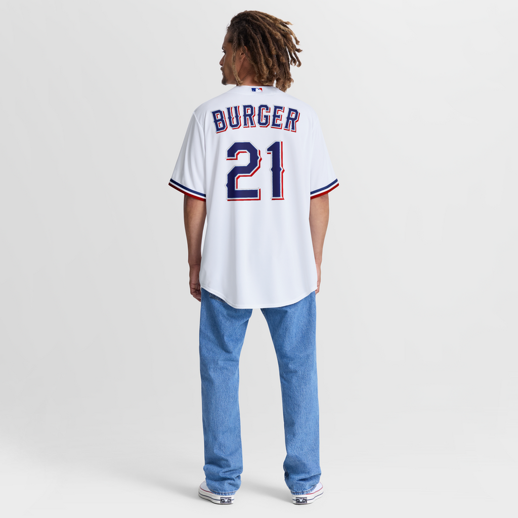 Men's Texas Rangers Jake Burger White Home Replica MLB Baseball Jersey - view 5