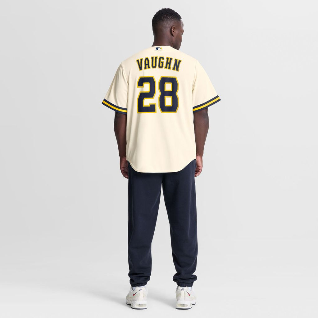 Men's Milwaukee Brewers Andrew Vaughn Cream Home Replica MLB Baseball Jersey - view 3