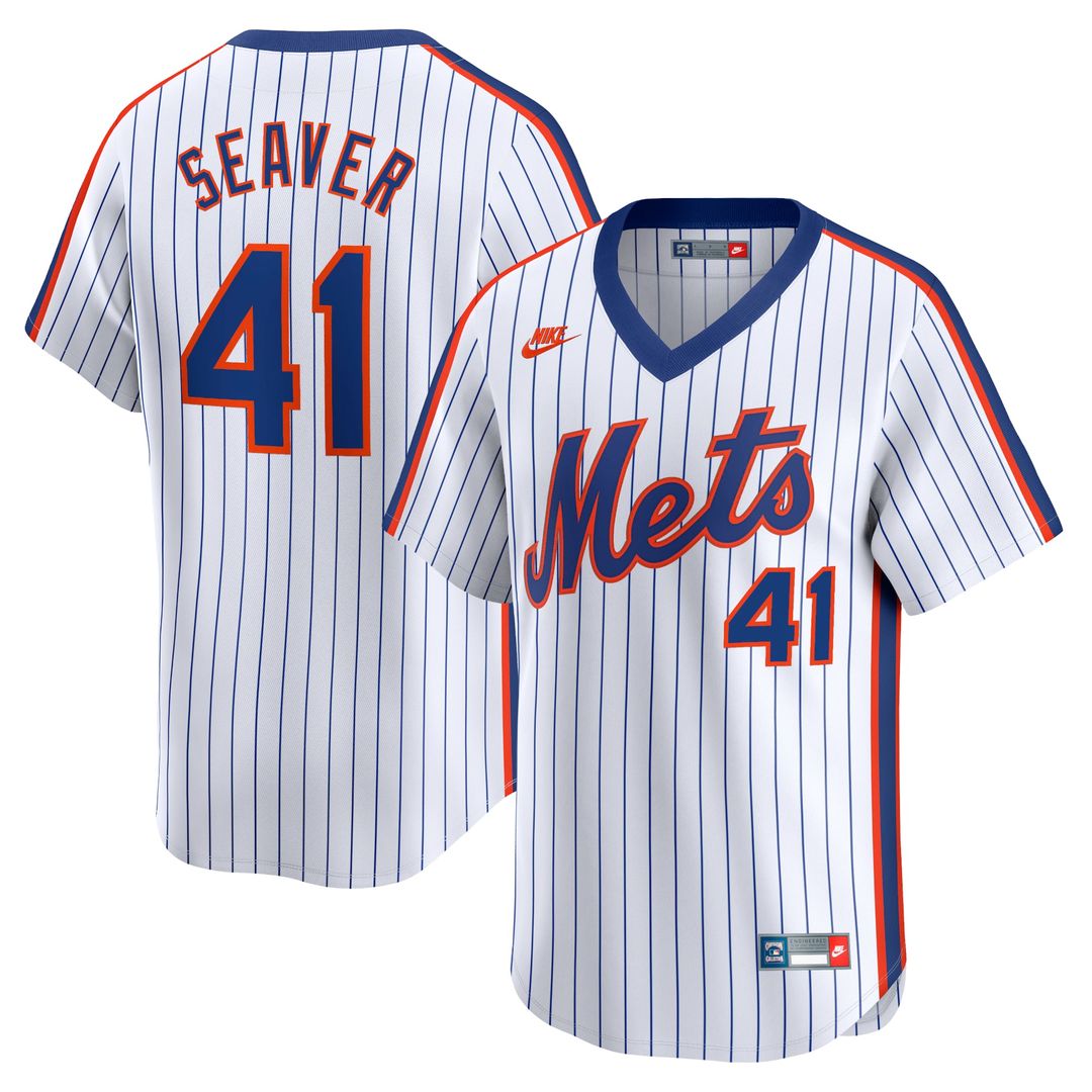 Men's New York Mets Tom Seaver White Throwback Cooperstown Limited MLB Baseball Jersey - view 1