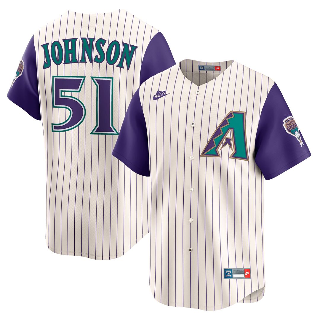 Men's Arizona Diamondbacks Randy Johnson Black Throwback Cooperstown Collection Limited MLB Baseball Jersey - view 7