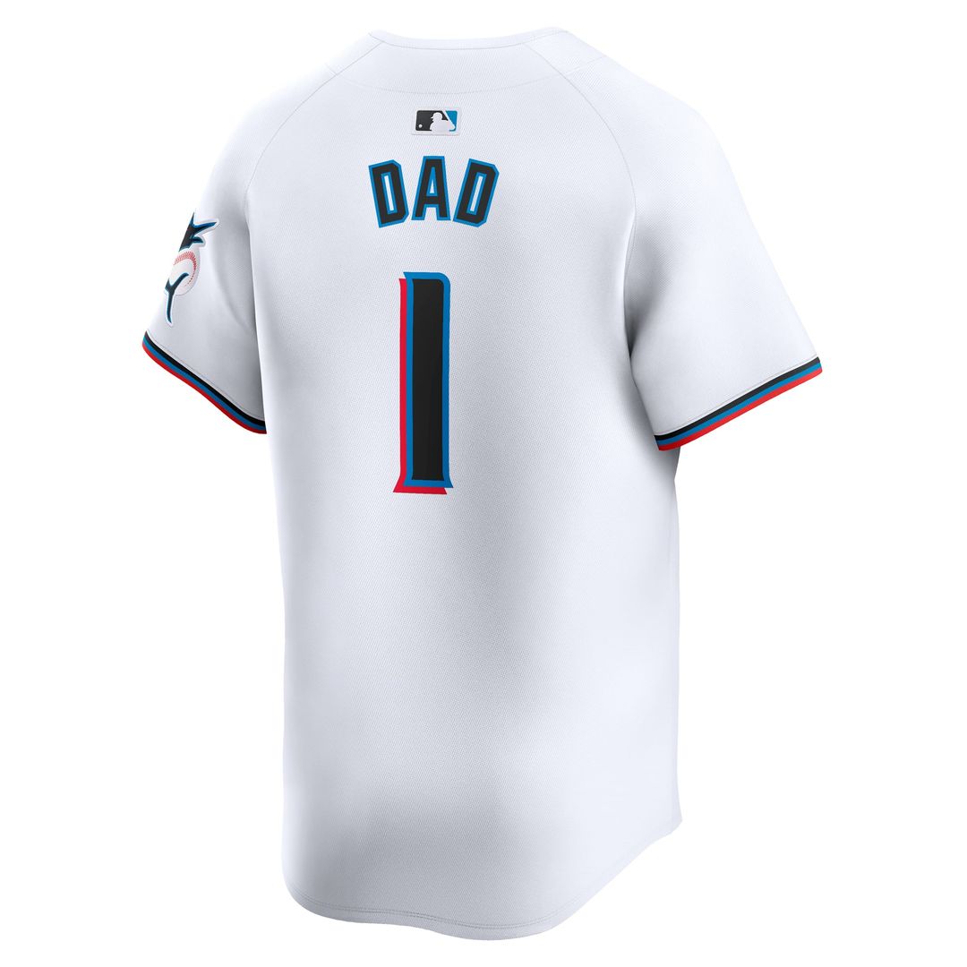 Men's Miami Marlins White #1 Dad Home Limited MLB Baseball Jersey - view 3