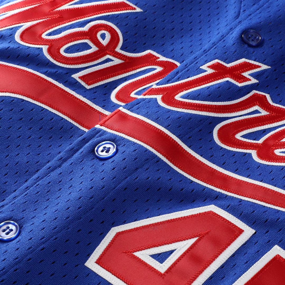 Men's Montreal Expos Pedro Martinez Blue Cooperstown Collection Mesh Batting Practice Button-Up MLB Baseball Jersey - view 4