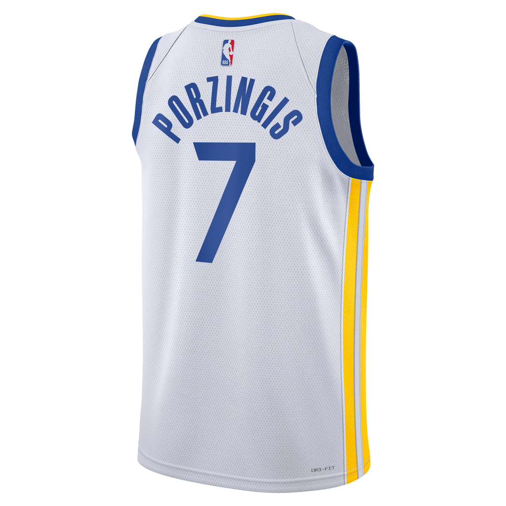 Unisex Kristaps Porziņģis Golden State Warriors Association Edition Swingman NBA Basketball Jersey - White - view 4