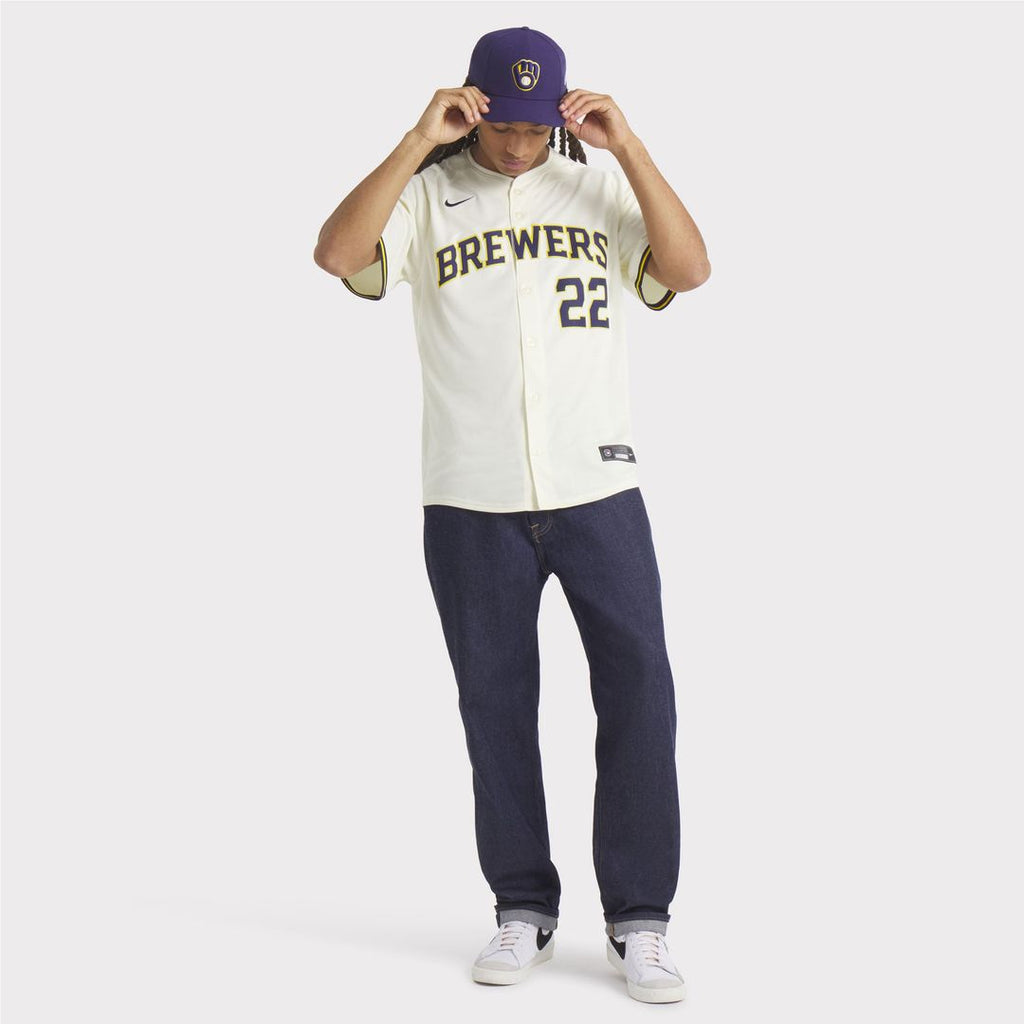 Men's Milwaukee Brewers Christian Yelich Cream Home Limited MLB Baseball Jersey - view 8