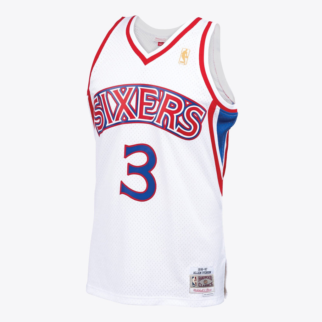 Men's Philadelphia 76ers Allen Iverson 1996 Swingman NBA Basketball Jersey - White - view 1