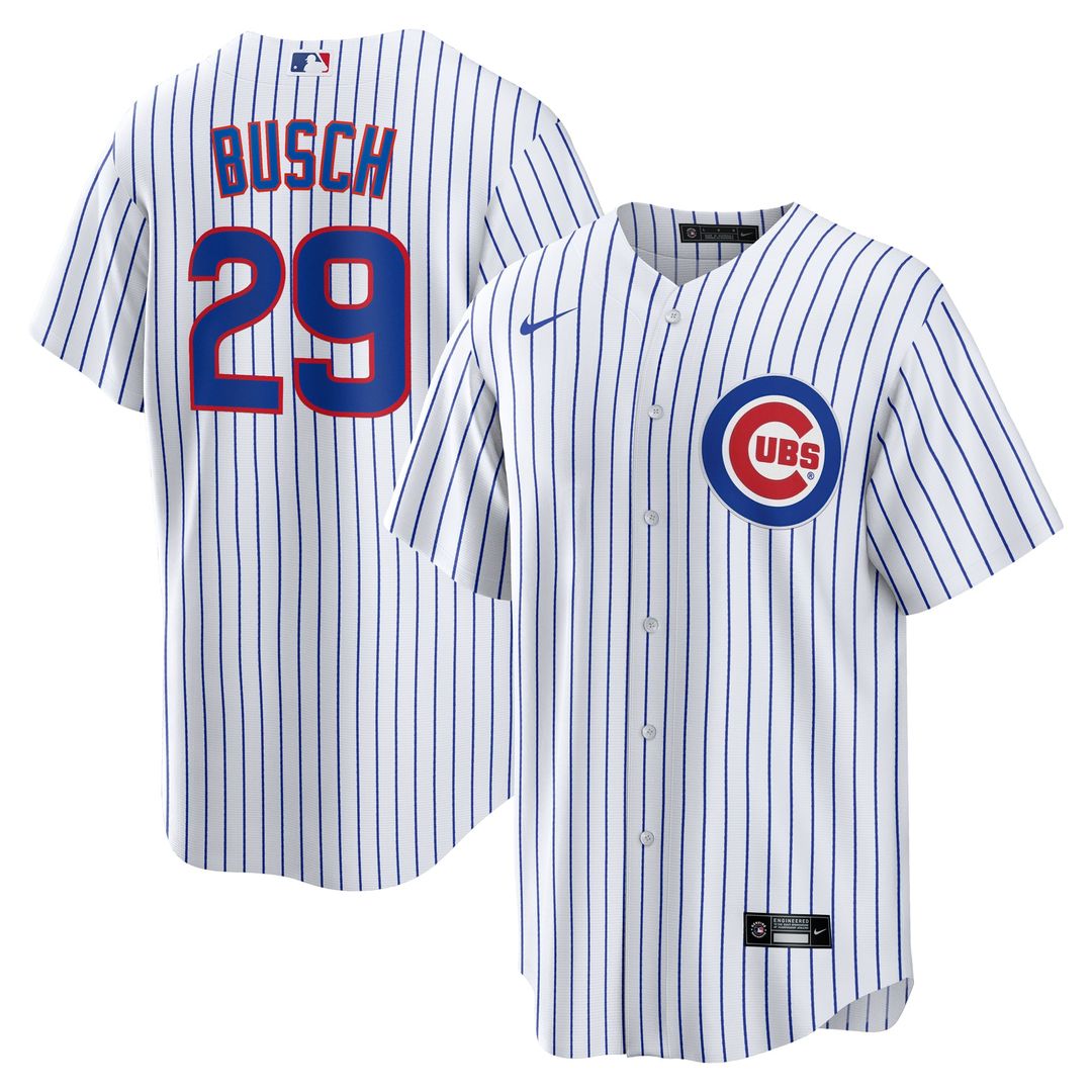 Men's Chicago Cubs Michael Busch White Home Replica MLB Baseball Jersey - view 1