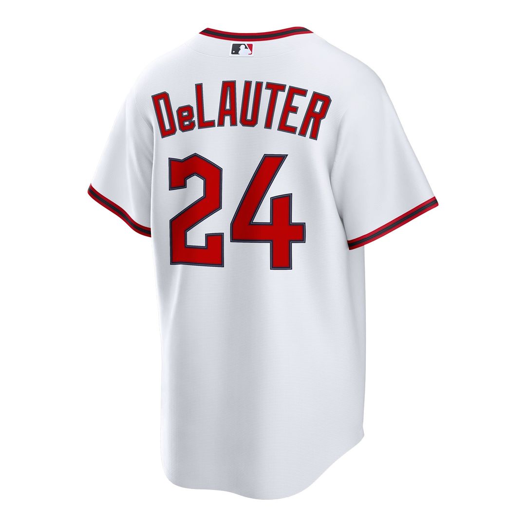 Men's Cleveland Guardians Chase DeLauter White Home Replica MLB Baseball Jersey - view 3
