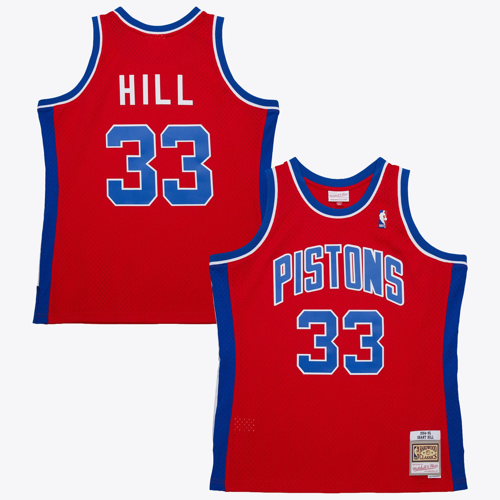 Men's Detroit Pistons Grant Hill 1994 Dark NBA Basketball Jersey - Red - view 2