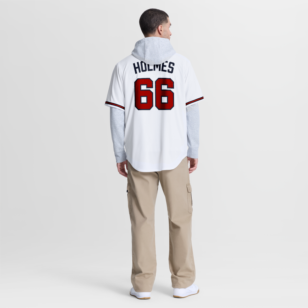 Men's Atlanta Braves Grant Holmes White Home Replica MLB Baseball Jersey - view 5