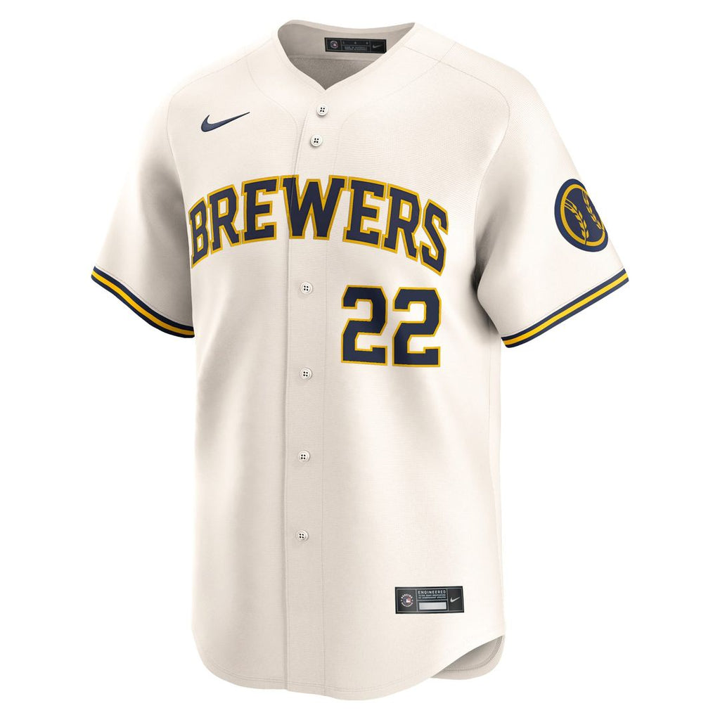 Men's Milwaukee Brewers Christian Yelich Cream Home Limited MLB Baseball Jersey - view 3