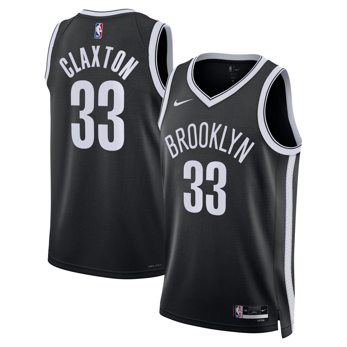 Unisex Nic Claxton Brooklyn Nets Icon Edition Swingman NBA Basketball Jersey - Black - view 1