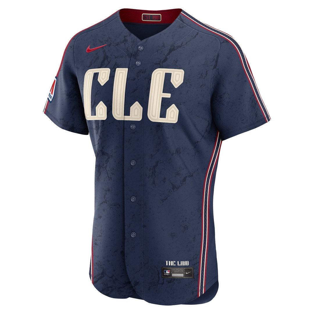 Men's Cleveland Guardians Navy City Connect Sponsor Patch MLB Baseball Jersey - view 2