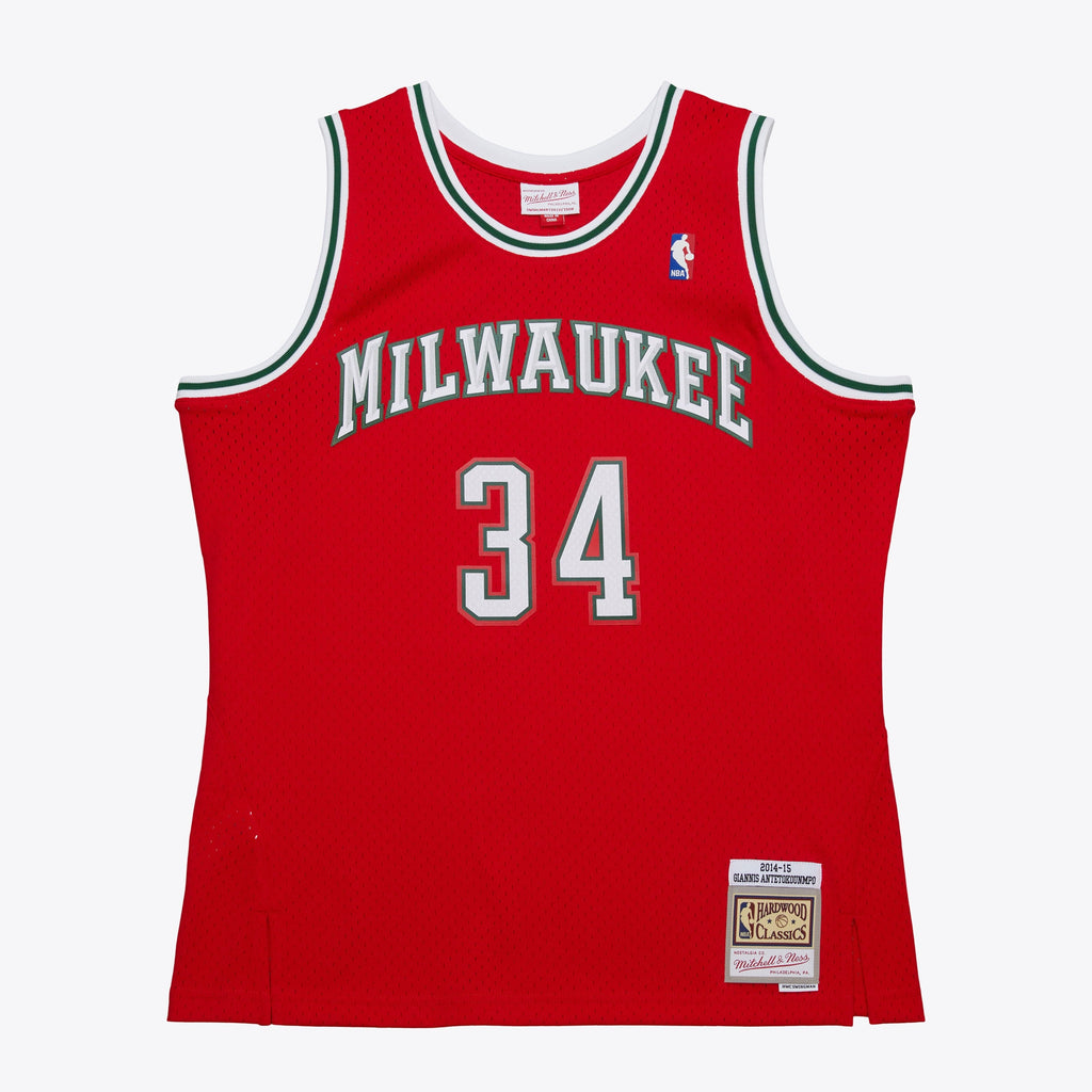 Men's Milwaukee Bucks Giannis Antetokounmpo 2014 Dark Alternate NBA Basketball Jersey - Red - view 3