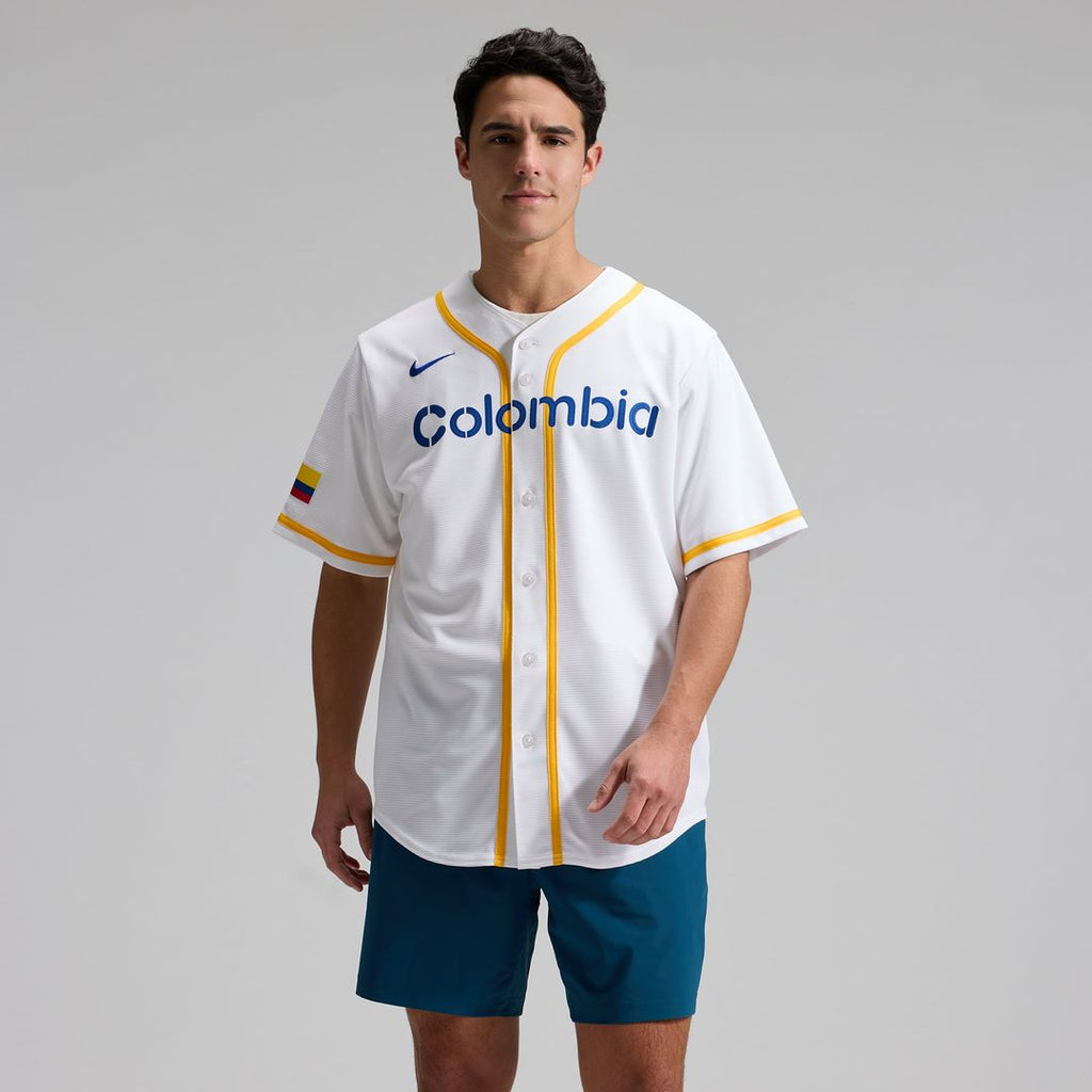 Men's Colombia Baseball White 2026 World Baseball Classic Home Stadium MLB Baseball Jersey - view 1