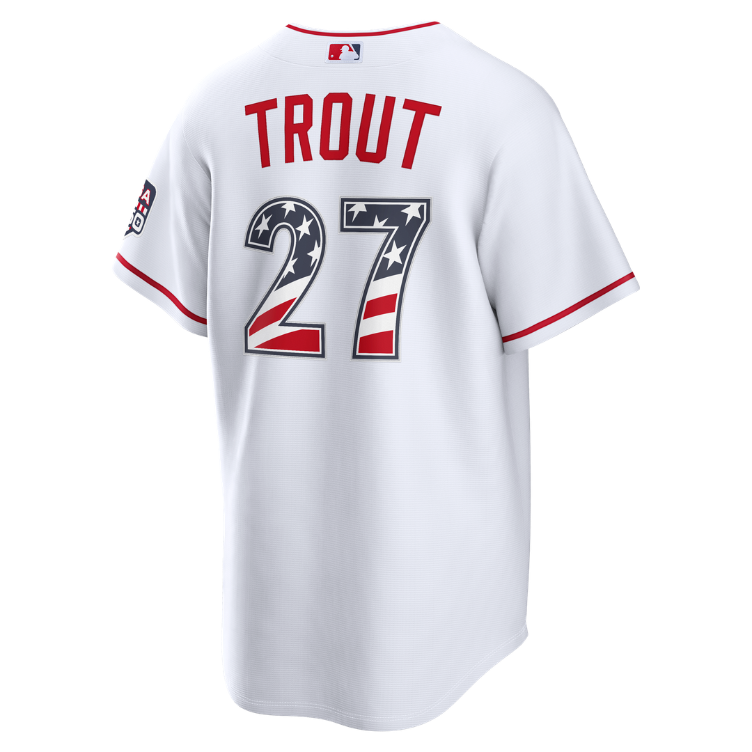Men's Fourth of July Men's Los Angeles Angels Mike Trout White USA 250 Stadium MLB Baseball Jersey - view 3