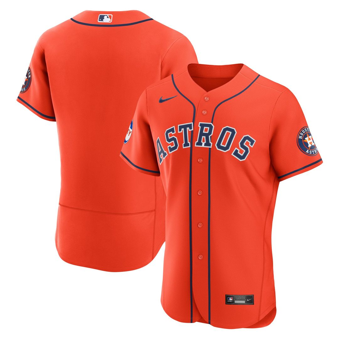 Men's Houston Astros Orange Alternate Sponsor Patch MLB Baseball Jersey - view 4