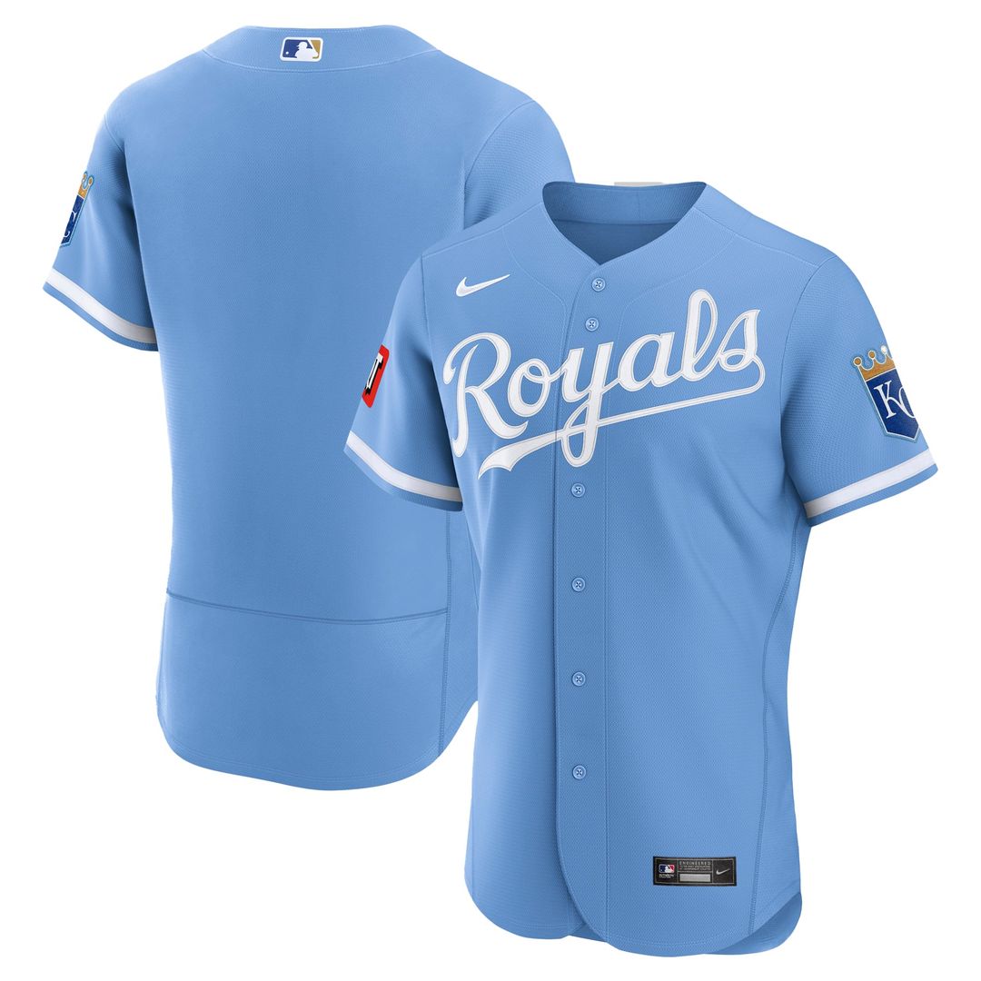 Men's Kansas City Royals Light Blue Alternate Sponsor Patch MLB Baseball Jersey - view 1