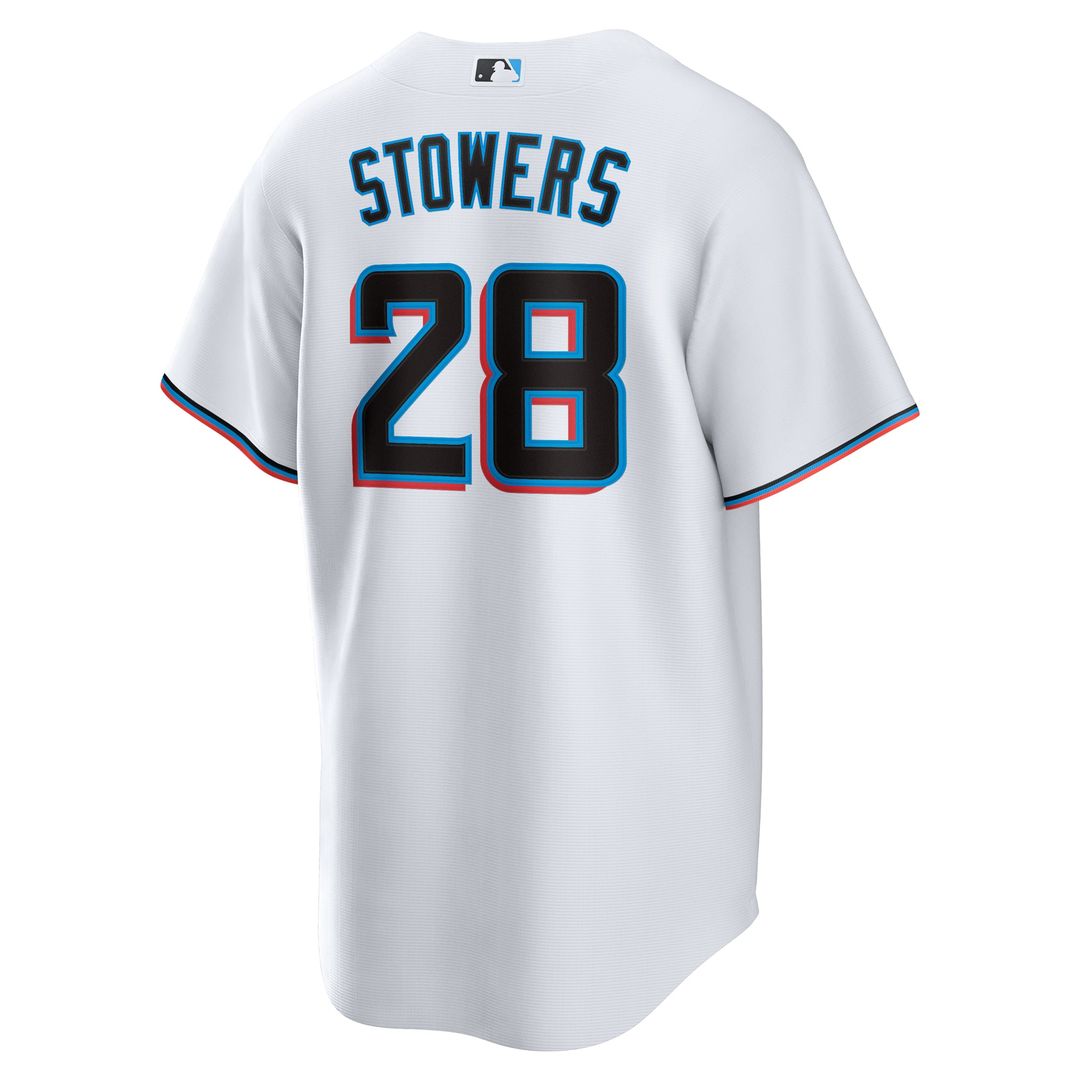 Men's Miami Marlins Kyle Stowers White Home Replica MLB Baseball Jersey - view 3