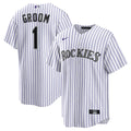 Men's Colorado Rockies White #1 Groom Home Replica MLB Baseball Jersey - view 1