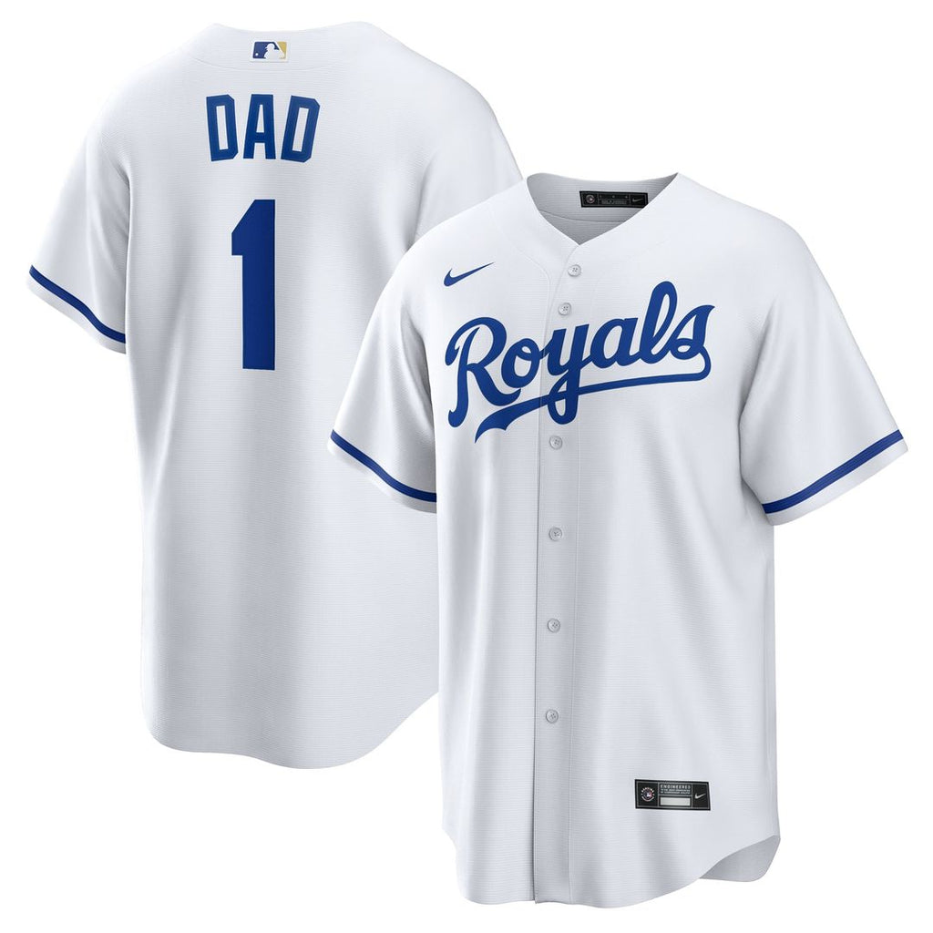 Men's Kansas City Royals White #1 Dad Home Replica MLB Baseball Jersey - view 1