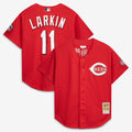 Men's Cincinnati Reds Barry Larkin Red Throwback Cooperstown Mesh Batting Practice MLB Baseball Jersey - view 9