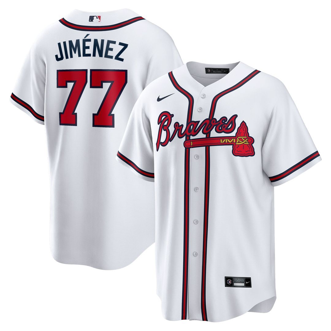Men's Atlanta Braves Joe Jiménez White Home Replica MLB Baseball Jersey - view 1