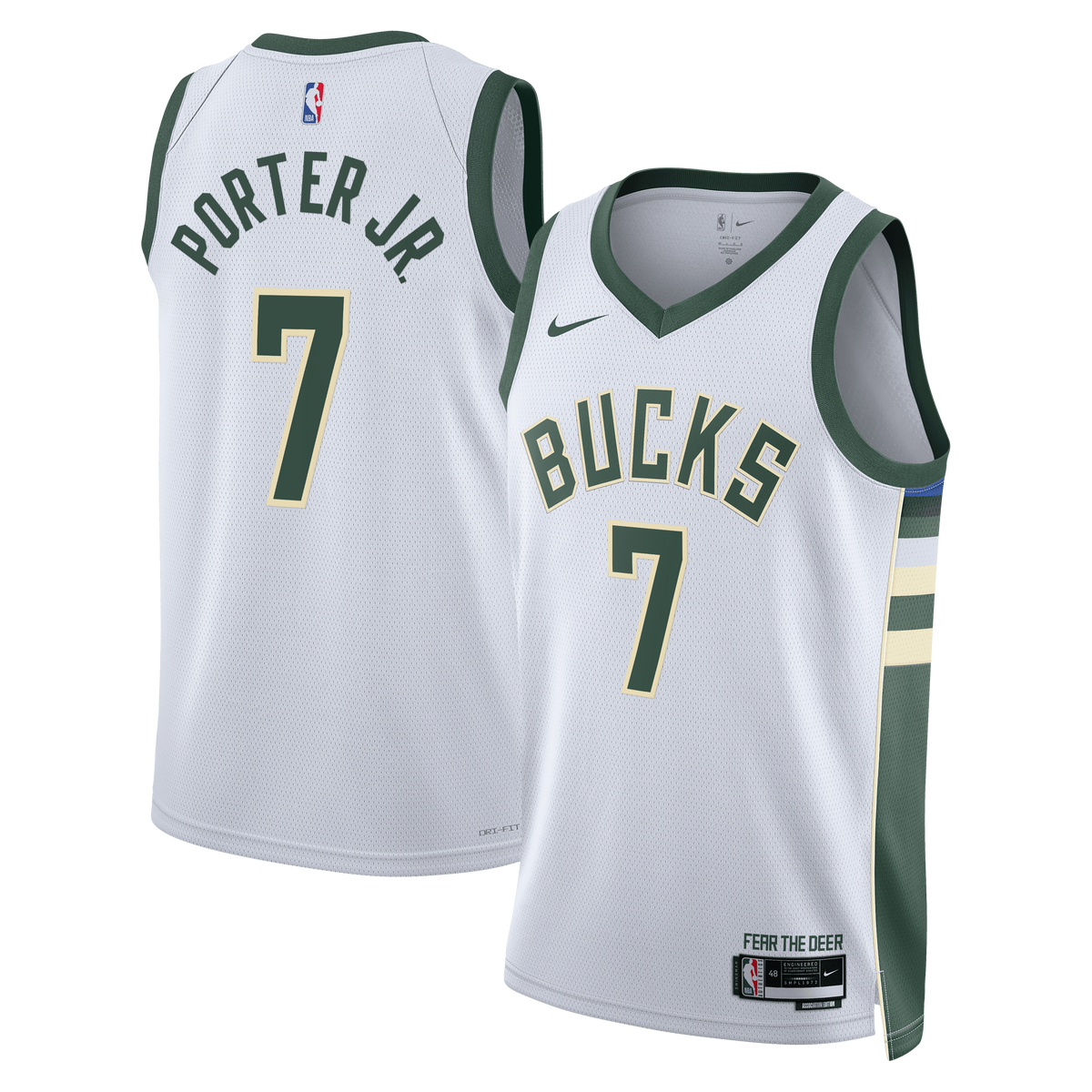 Unisex Kevin Porter Jr. Milwaukee Bucks Association Edition Swingman NBA Basketball Jersey - White - view 2