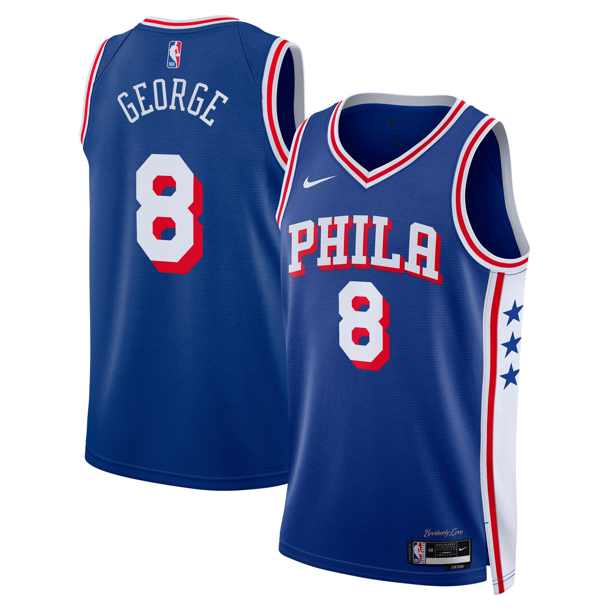 Unisex Paul George Philadelphia 76ers Icon Edition Swingman NBA Basketball Jersey - Royal - view 1
