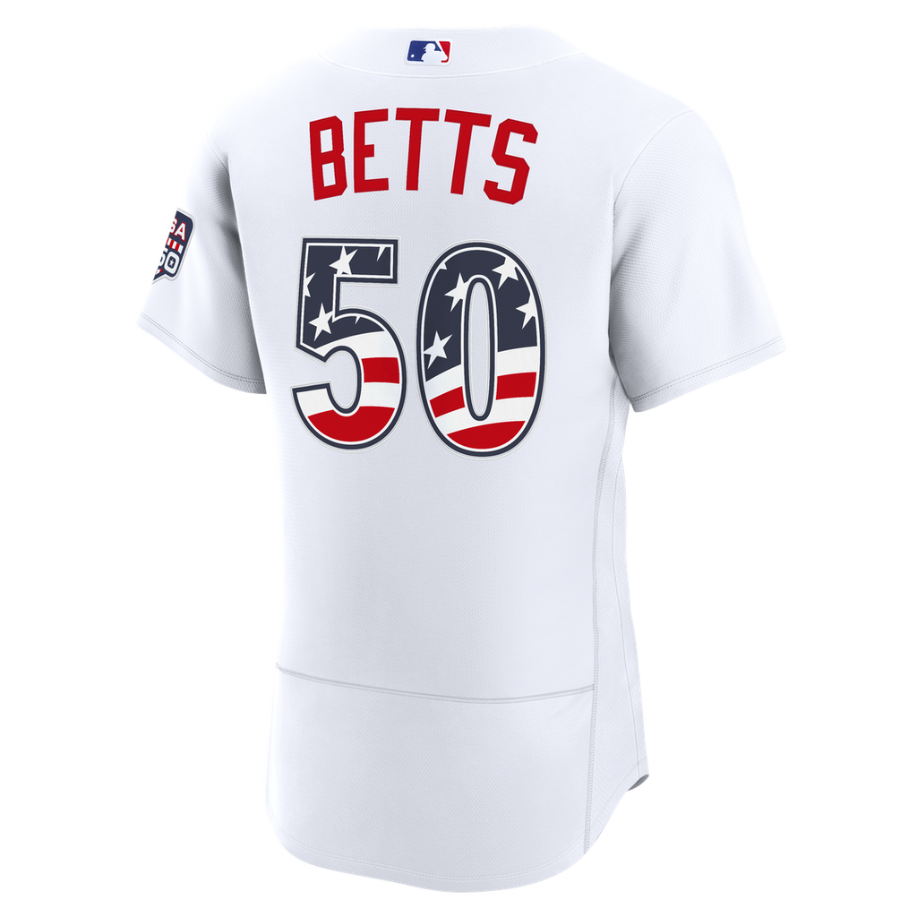 Men's Fourth of July Men's Los Angeles Dodgers Mookie Betts White USA 250 MLB Baseball Jersey - view 3
