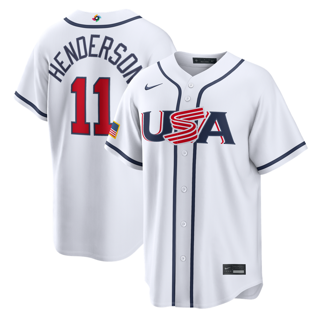 Men's USA Baseball Gunnar Henderson White 2026 World Baseball Classic Home Stadium MLB Baseball Jersey - view 1