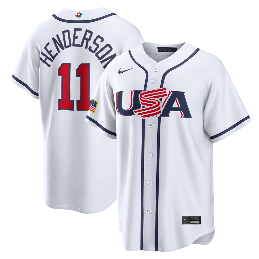 Men's USA Baseball Gunnar Henderson White 2026 World Baseball Classic Home Stadium MLB Baseball Jersey - view 1