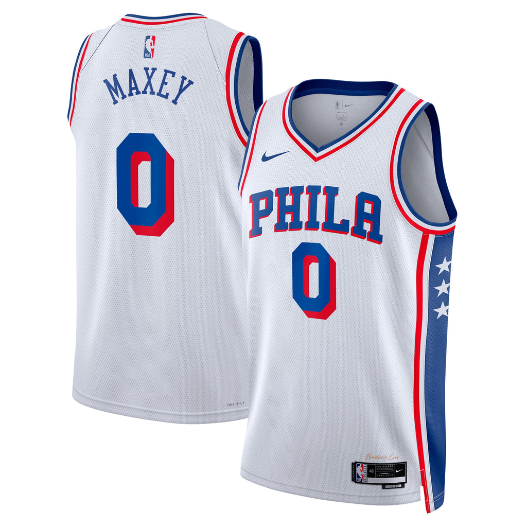 Unisex Tyrese Maxey Philadelphia 76ers Association Edition Swingman NBA Basketball Jersey - White - view 2