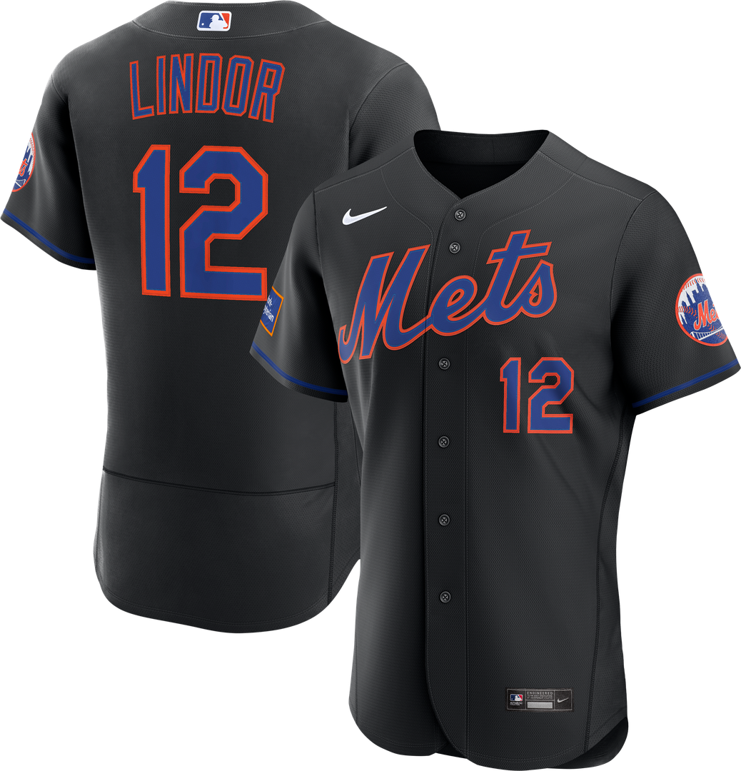 Men's New York Mets Francisco Lindor Black Alternate Sponsor Patch MLB Baseball Jersey - view 4