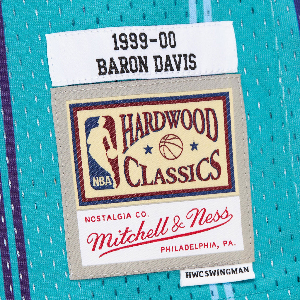Men's Charlotte Hornets Baron Davis 1999 Swingman Road NBA Basketball Jersey - Teal - view 6