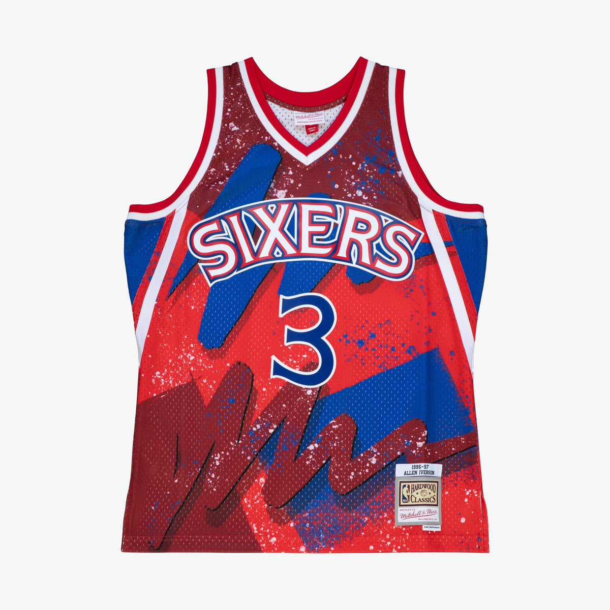 Men's Philadelphia 76ers Allen Iverson 1996 Hyper Hoops Swingman NBA Basketball Jersey - Scarlet - view 3