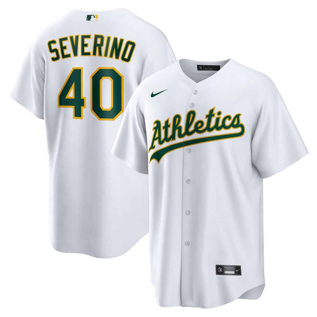 Men's Athletics Luis Severino White Home Replica MLB Baseball Jersey - view 1