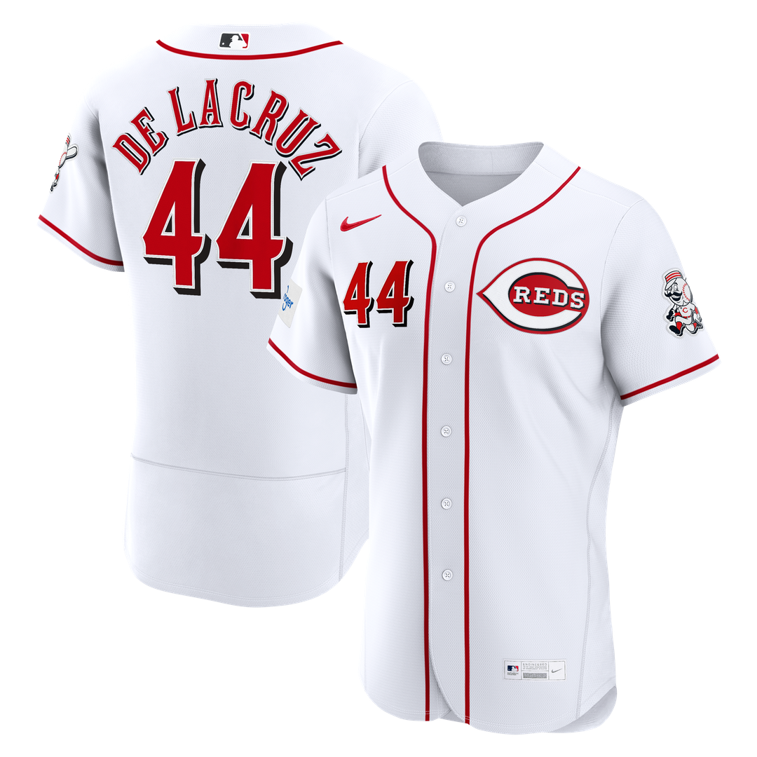 Men's Cincinnati Reds Elly De La Cruz White Home Sponsor Patch MLB Baseball Jersey - view 4