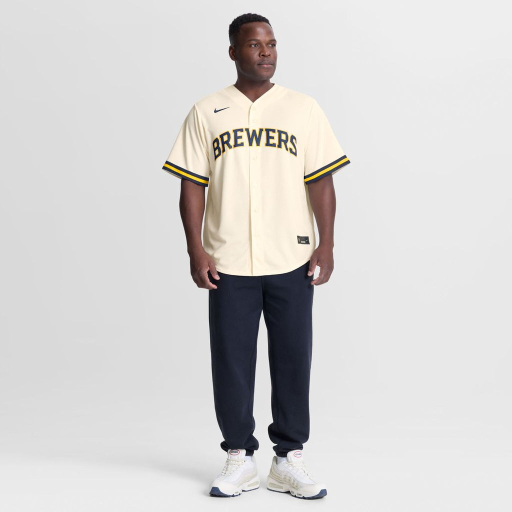 Men's Milwaukee Brewers Andrew Vaughn Cream Home Replica MLB Baseball Jersey - view 2