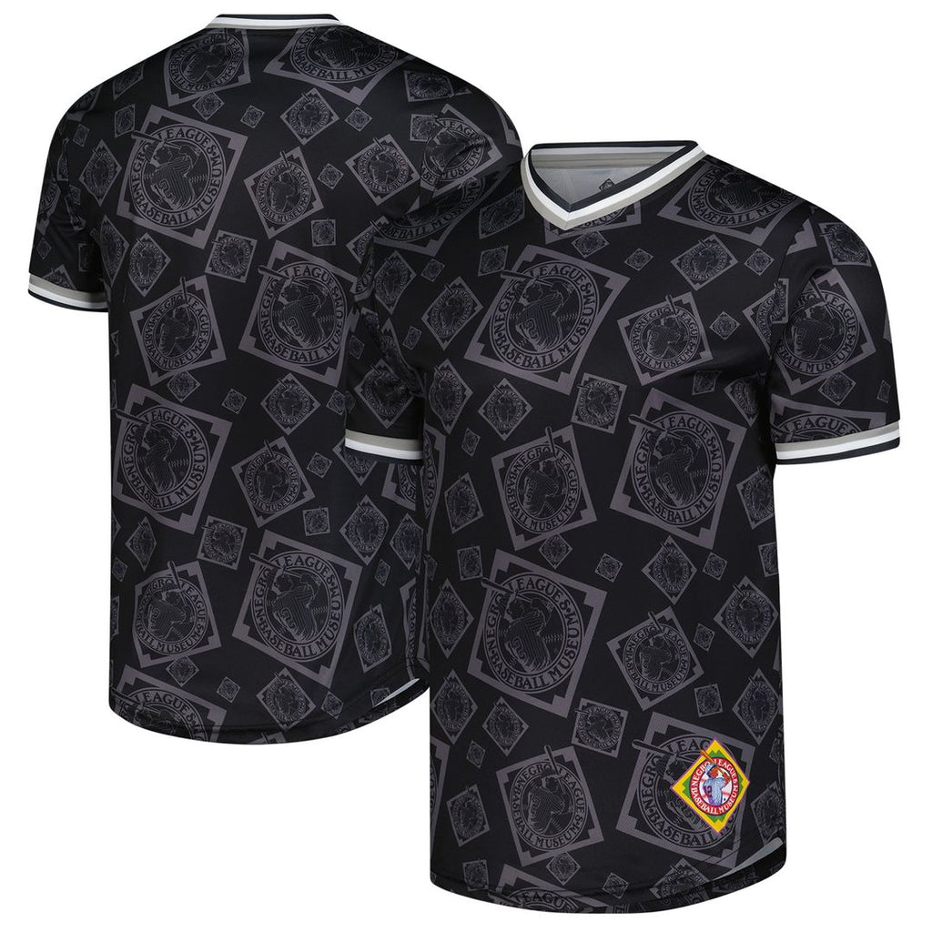 Men's Negro League Baseball Black Allover Print V-Neck Baseball MLB Baseball Jersey - view 1