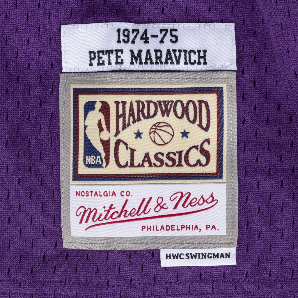 Men's New Orleans Jazz Pete Maravich 1974 Swingman Road NBA Basketball Jersey - Purple - view 5