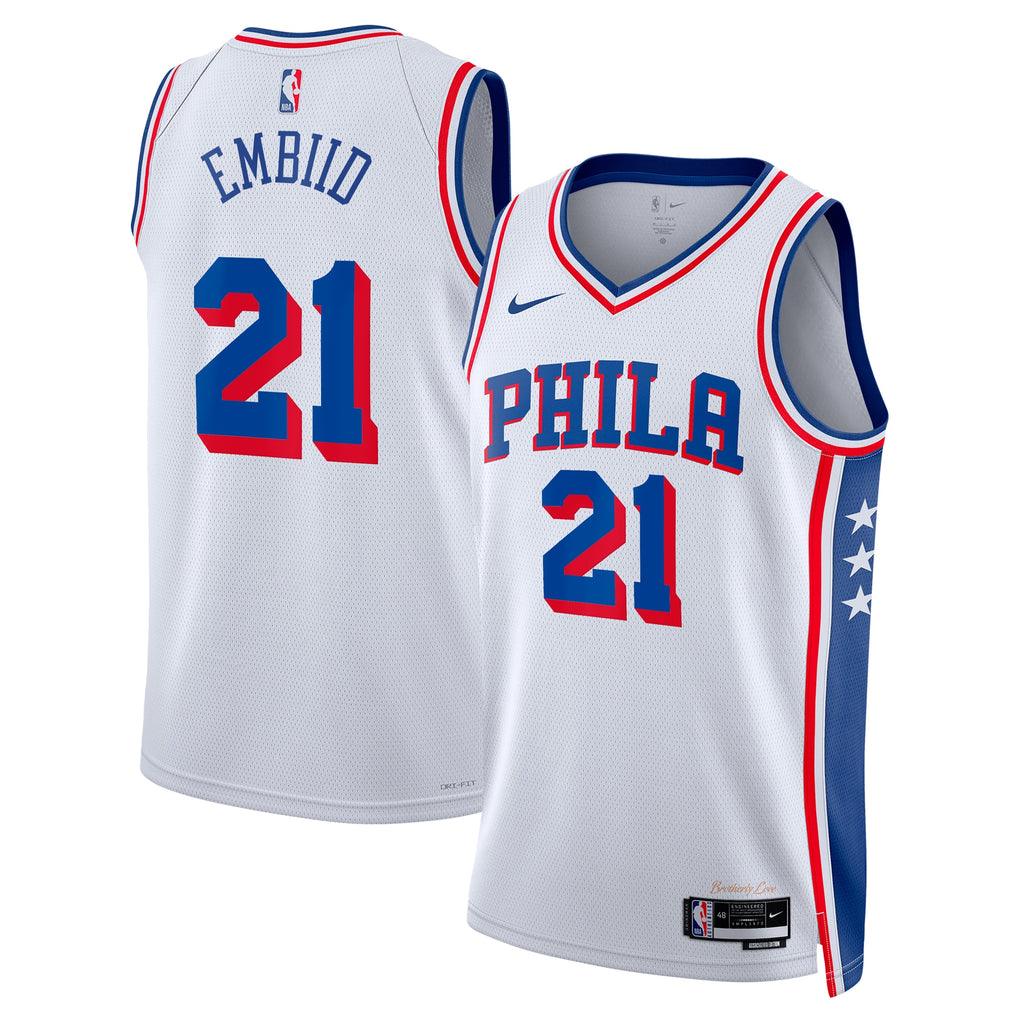 Unisex Joel Embiid Philadelphia 76ers Association Edition Swingman NBA Basketball Jersey - White - view 1