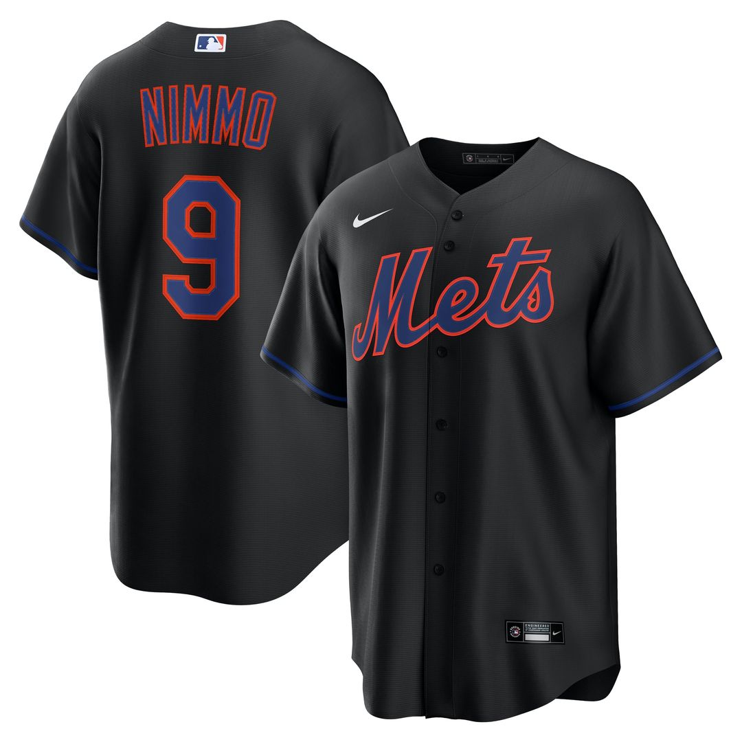 Men's New York Mets Brandon Nimmo Black Alternate Replica MLB Baseball Jersey - view 1